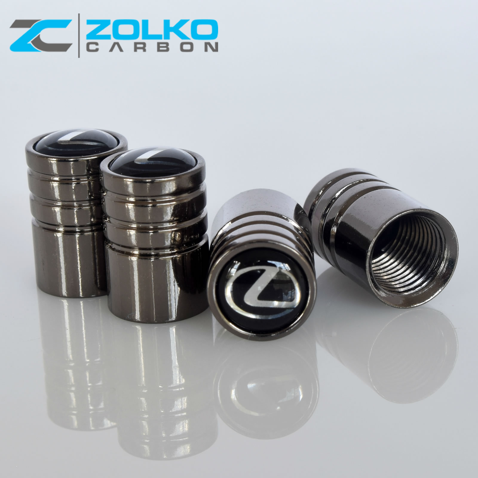 LEXUS VALVE STEM CAPS WHEEL TIRE BLACK CHROME US SELLER VE17