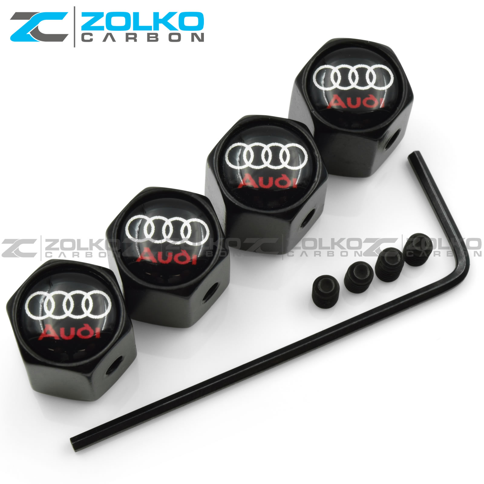 4 X Car Logo Wheel Tire Valve Stems Cap Anti-theft Steal Dust Cover for Audi RS